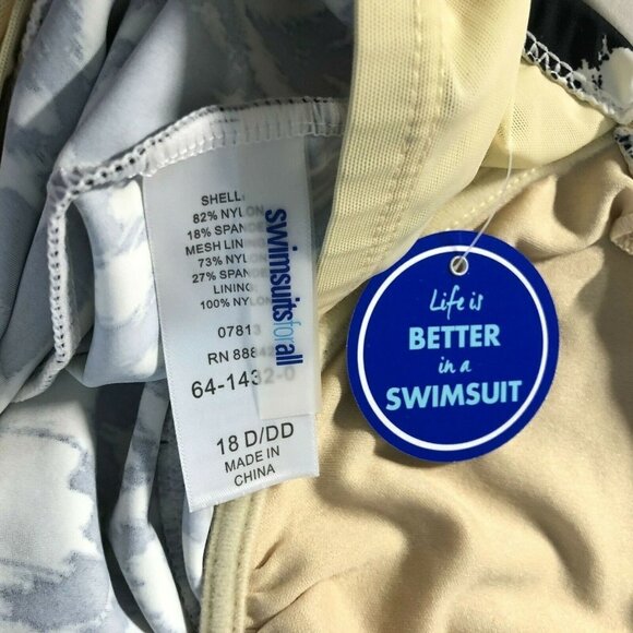 Swimsuits For All Tankini Swim Top Black White - Picture 6 of 8